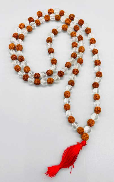 Rudraksha & Quartz Japmala